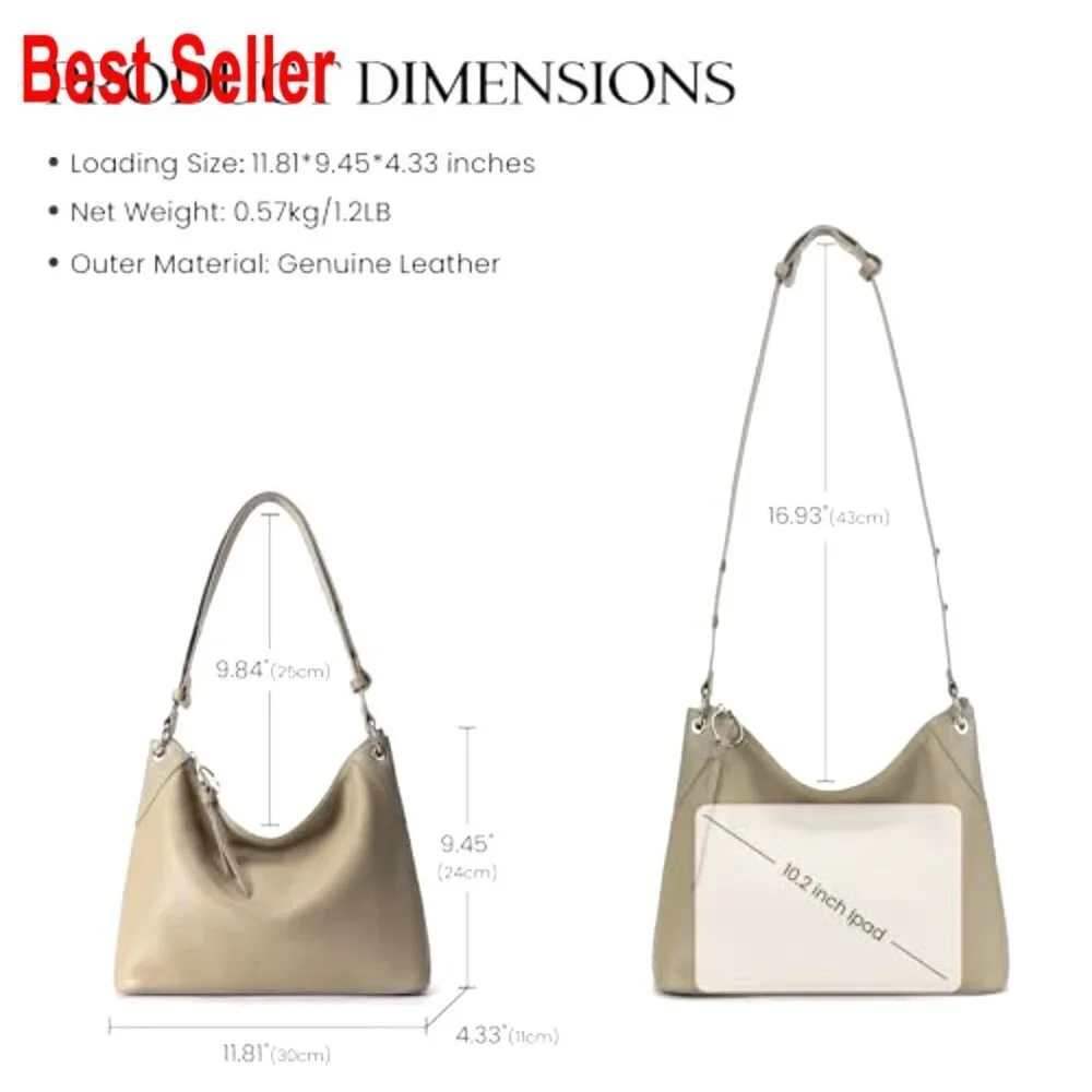 Genuine Leather Hobo Bag Crossbody Purse with Adjustable Strap